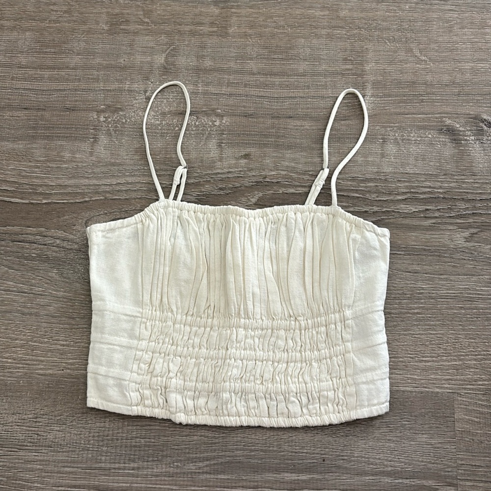 Abercrombie White Linen Crop Top